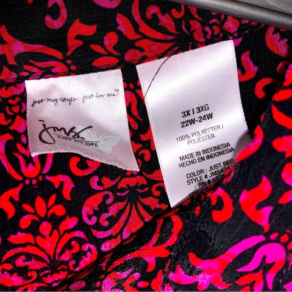 Just My Size JMS 3X 22W/24W Print Button Down Blouse - Picture 4 of 10